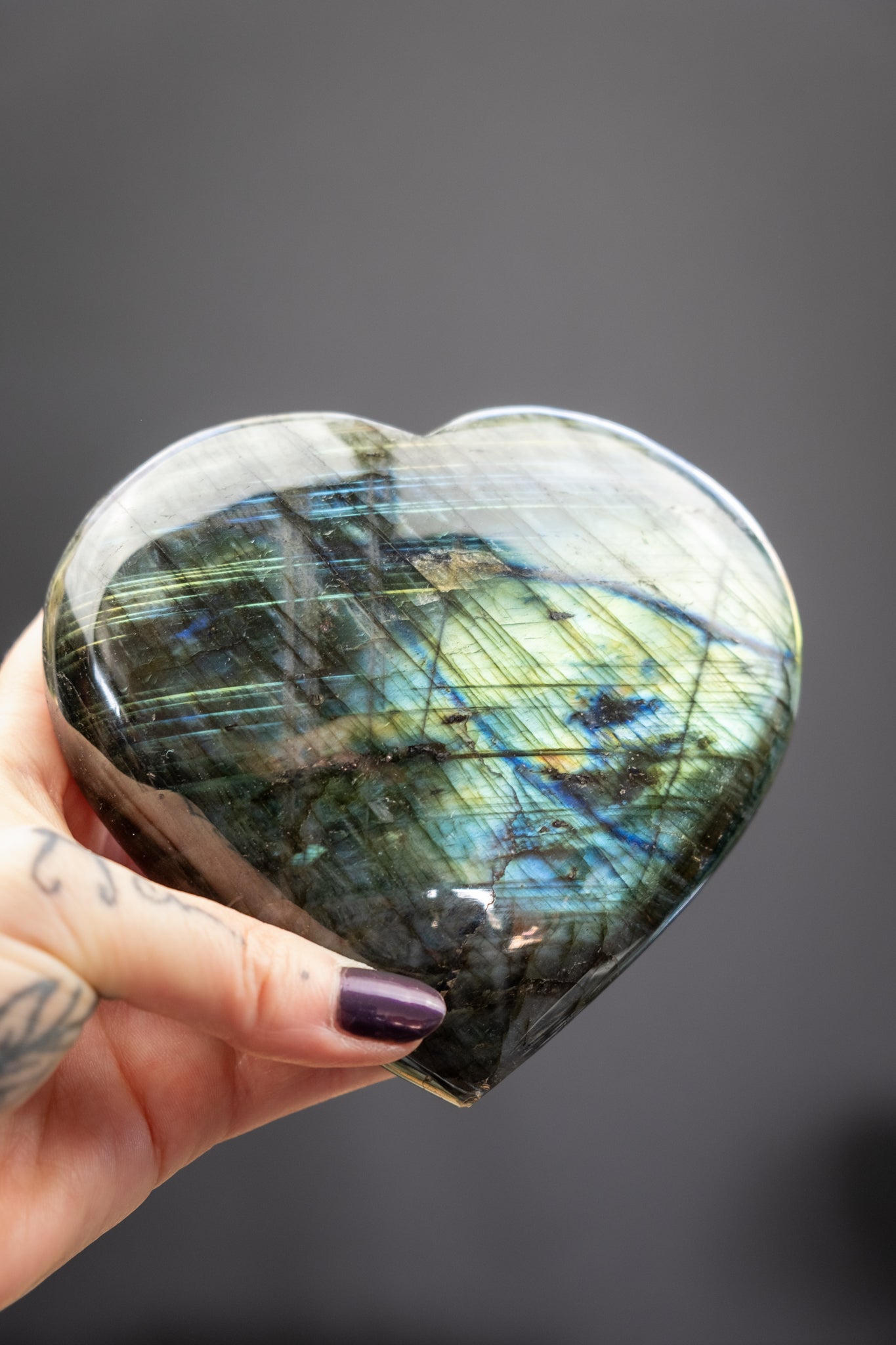 Labradorite Heart on Stand, Large