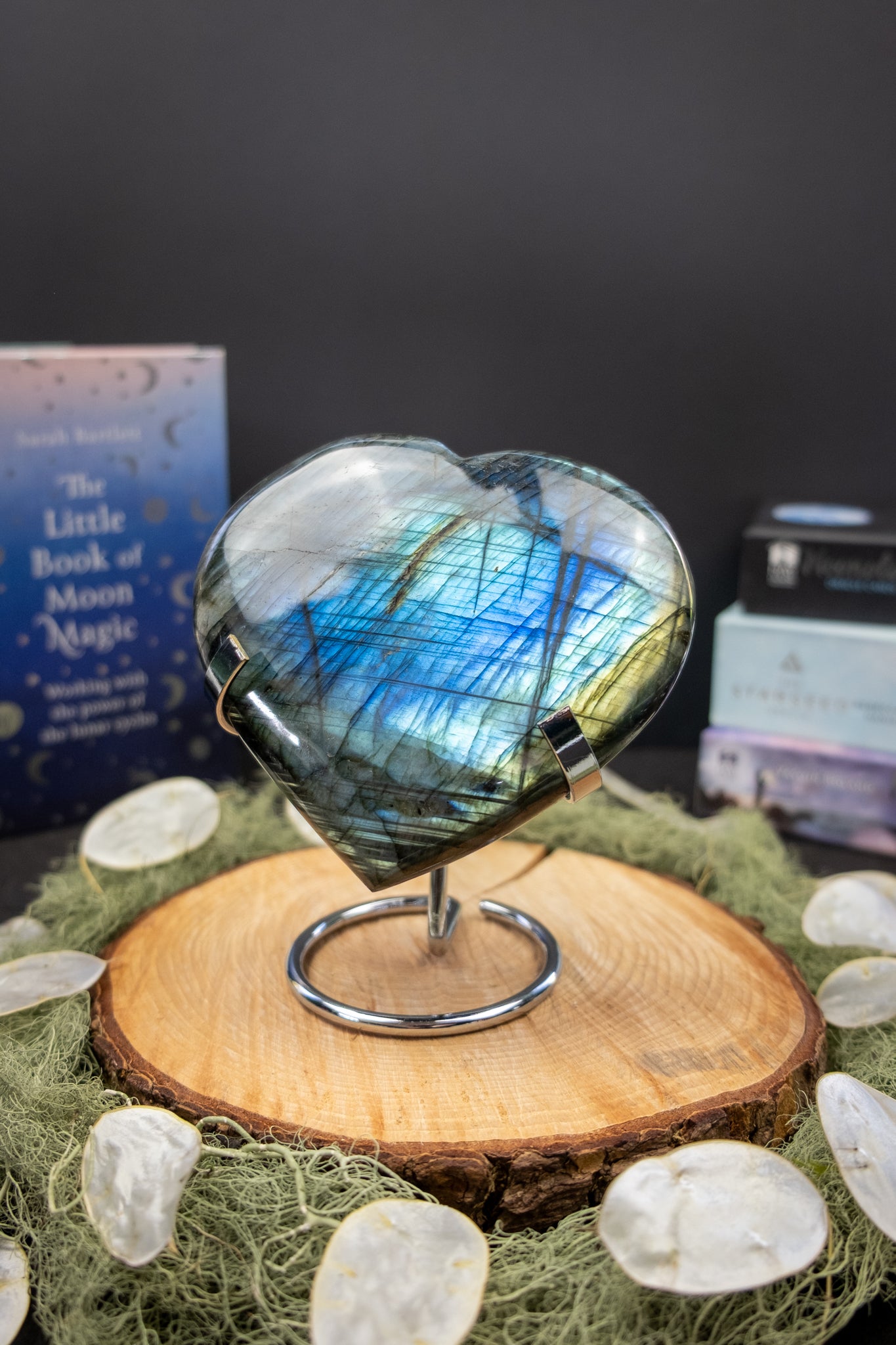 Labradorite Heart on Stand, Large