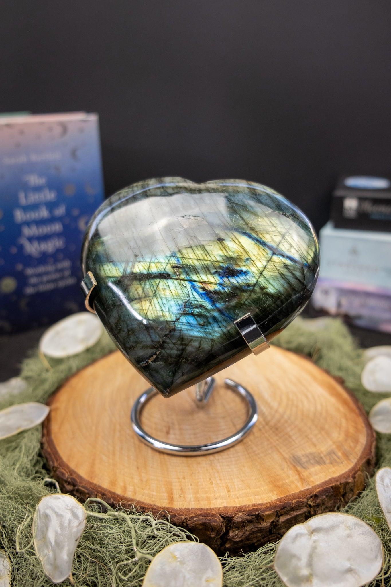 Labradorite Heart on Stand, Large