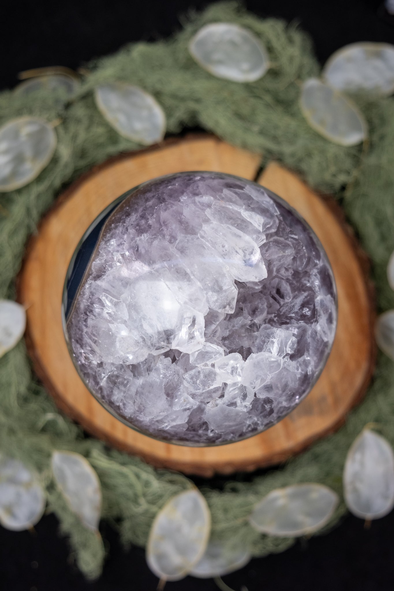 Amethyst Quartz and Agate Drusy Sphere