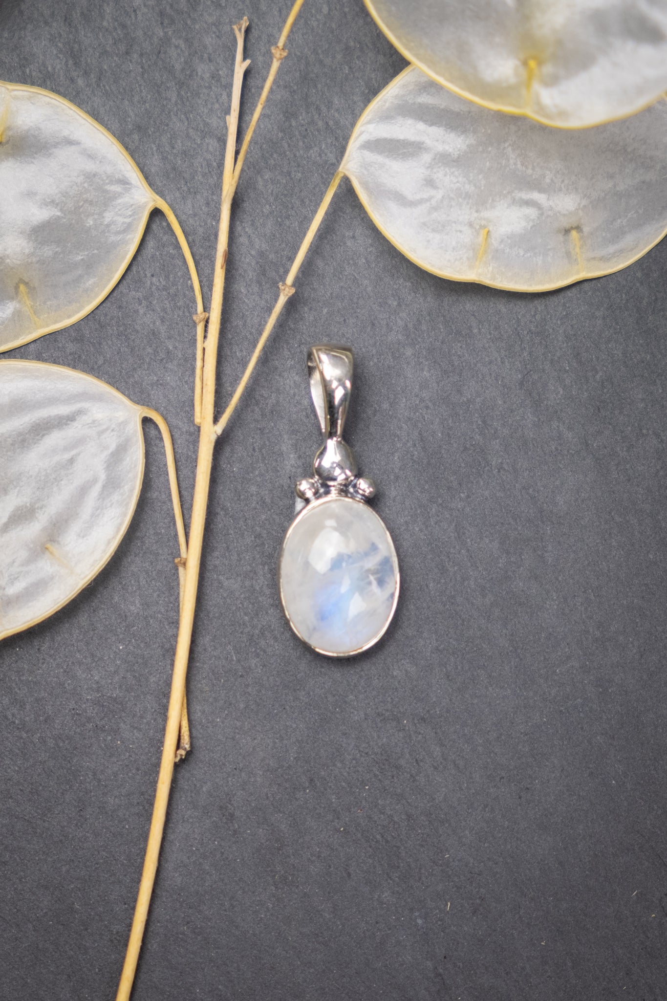 Rainbow Moonstone Sterling Silver Pendant