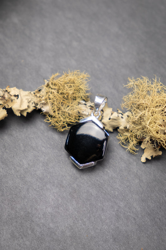 Black Onyx Hexagonal Pendant