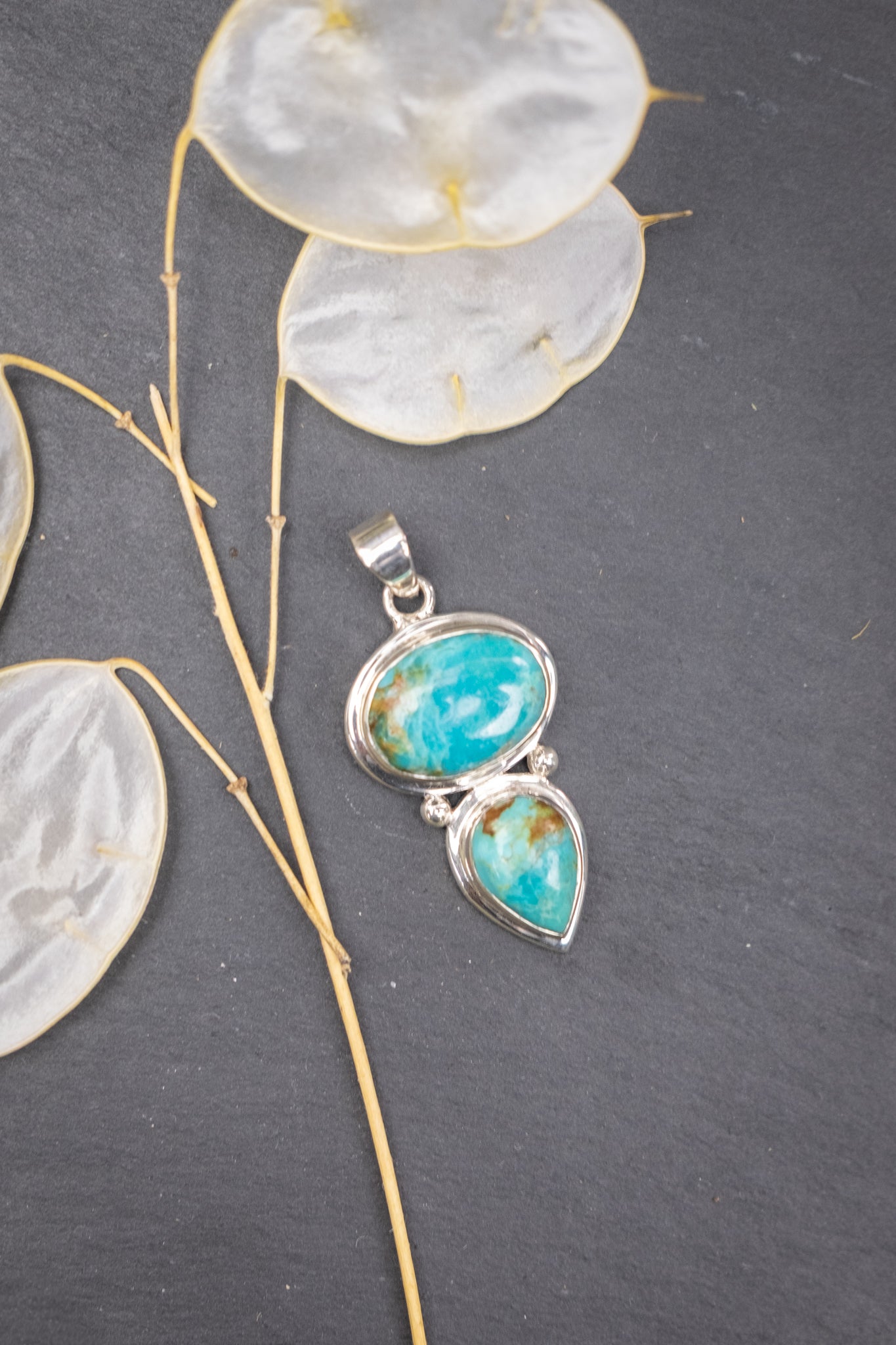 Turquoise Sterling Silver Double Pendant