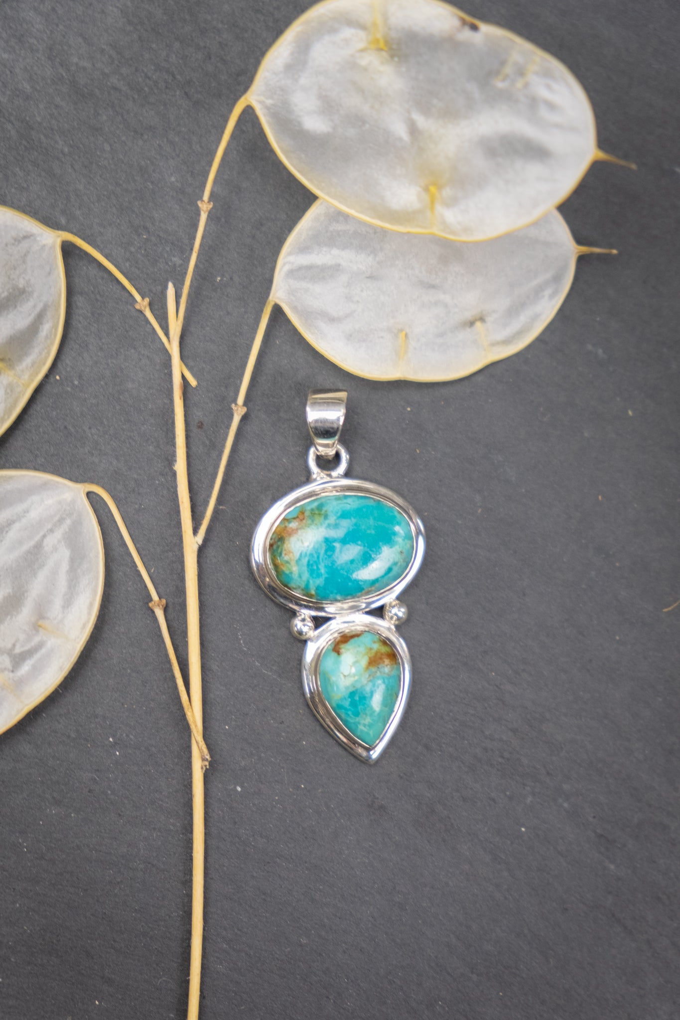 Turquoise Sterling Silver Double Pendant