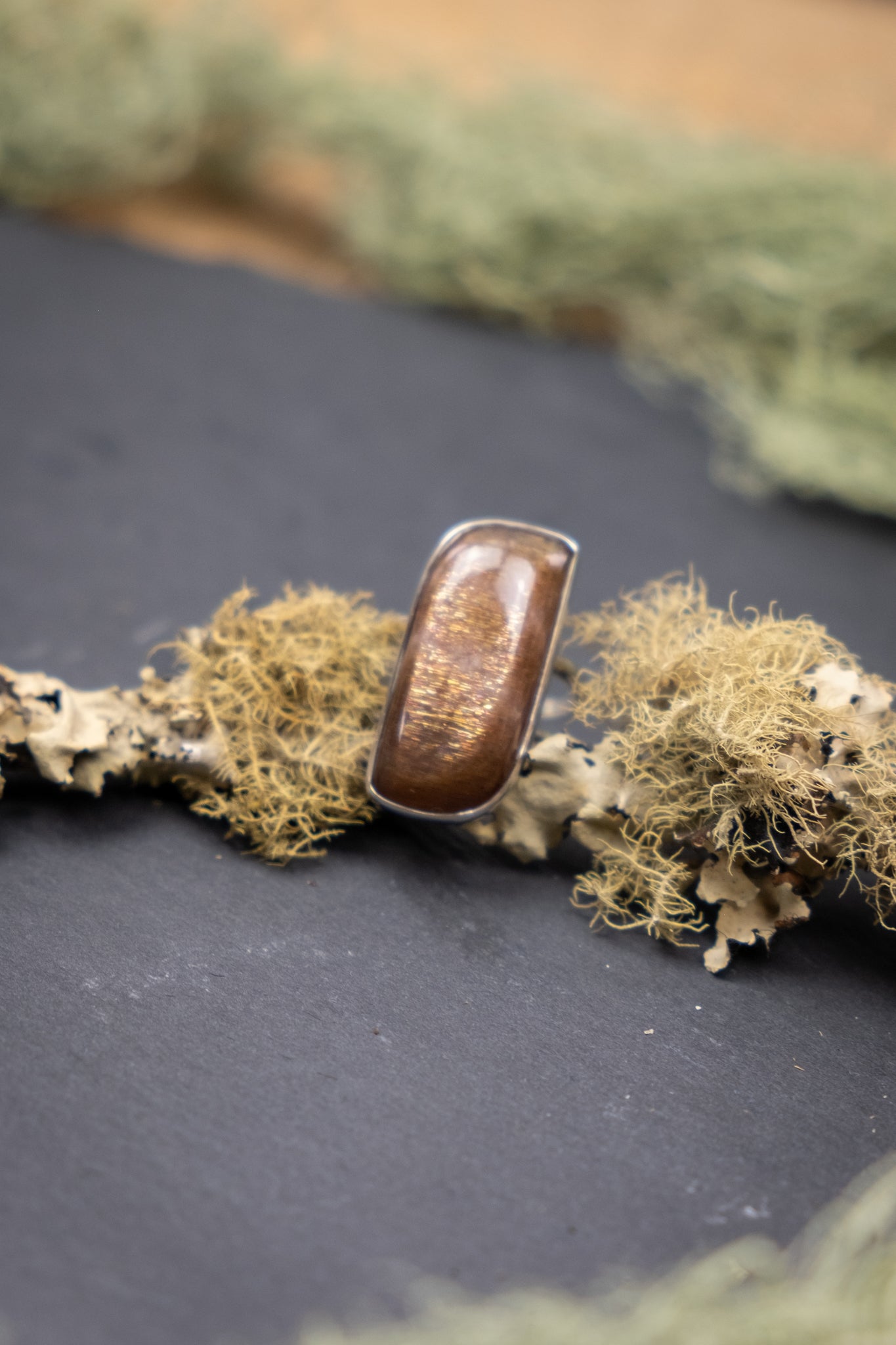 Rainbow Lattice Sunstone Sterling Silver Ring