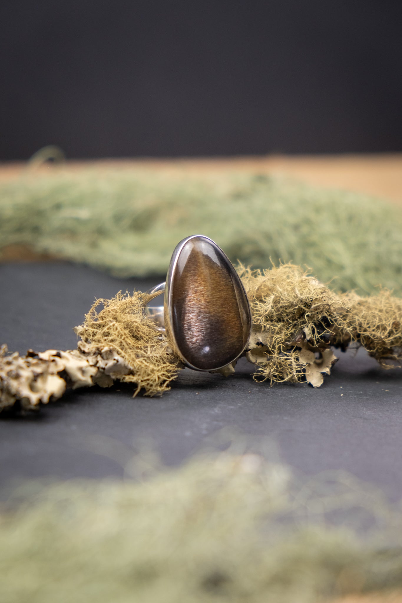 Rainbow Lattice Sunstone Sterling Silver Ring