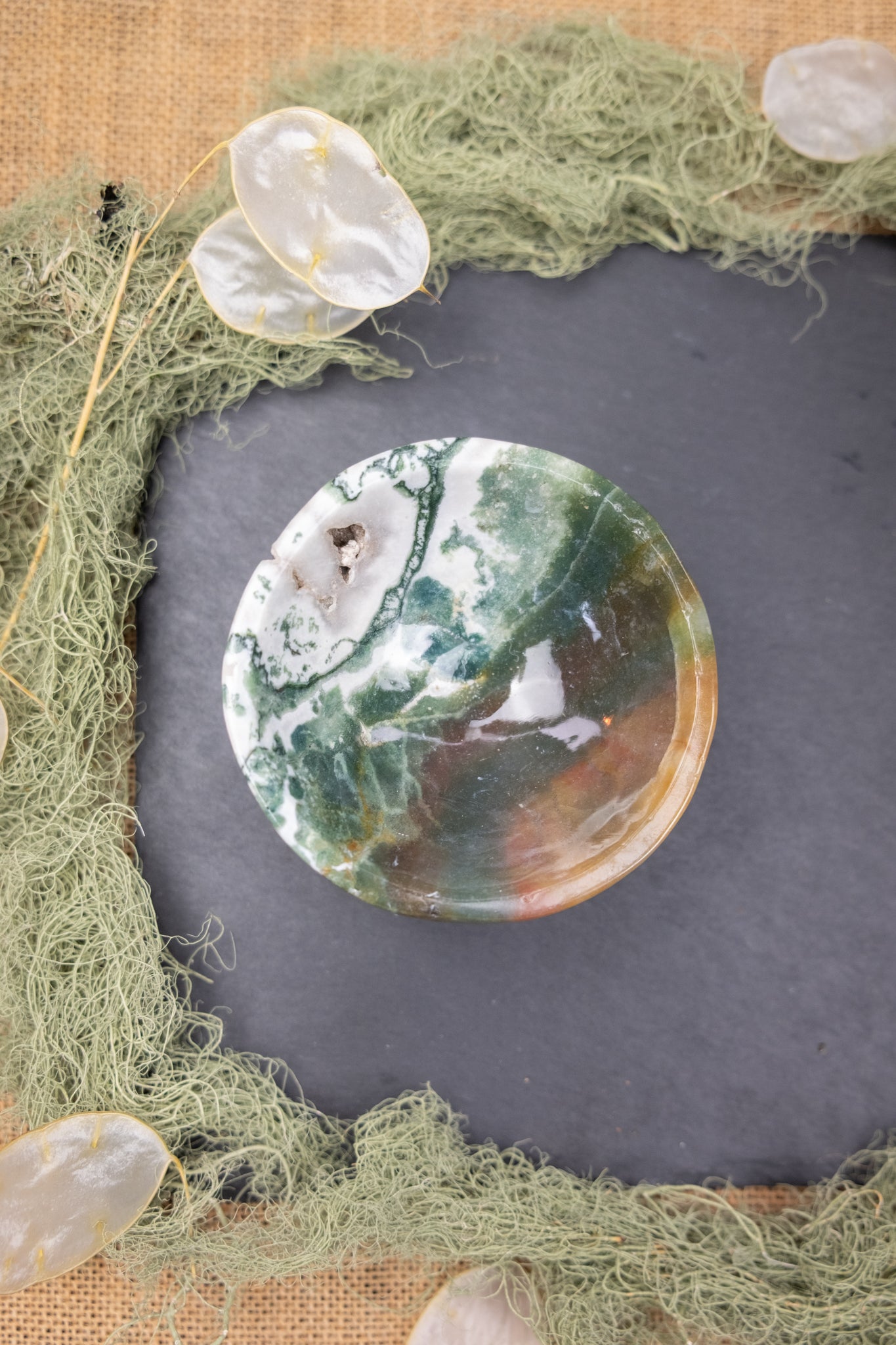 Moss Agate Drusy Bowl