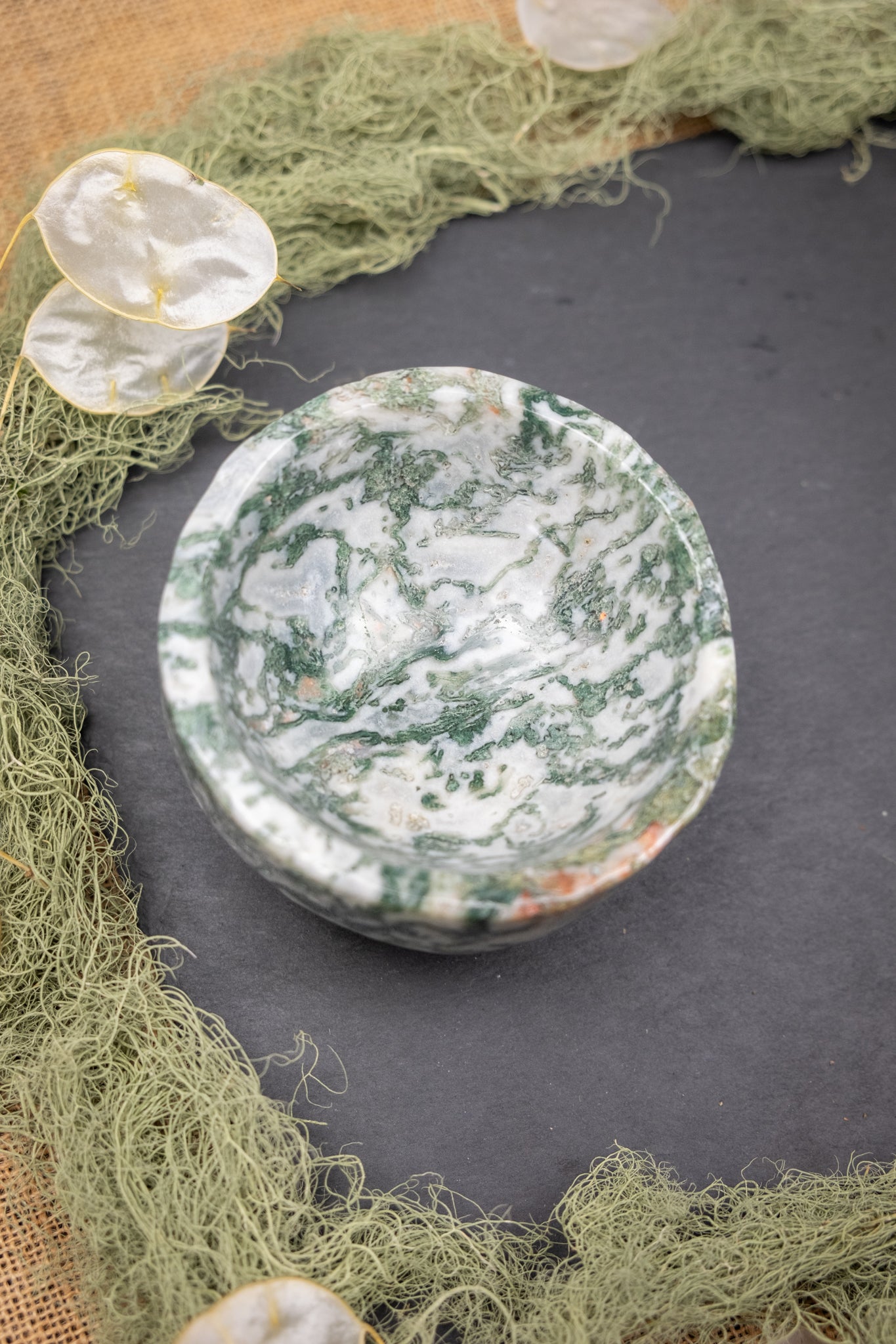 Moss and Tree Agate Bowl