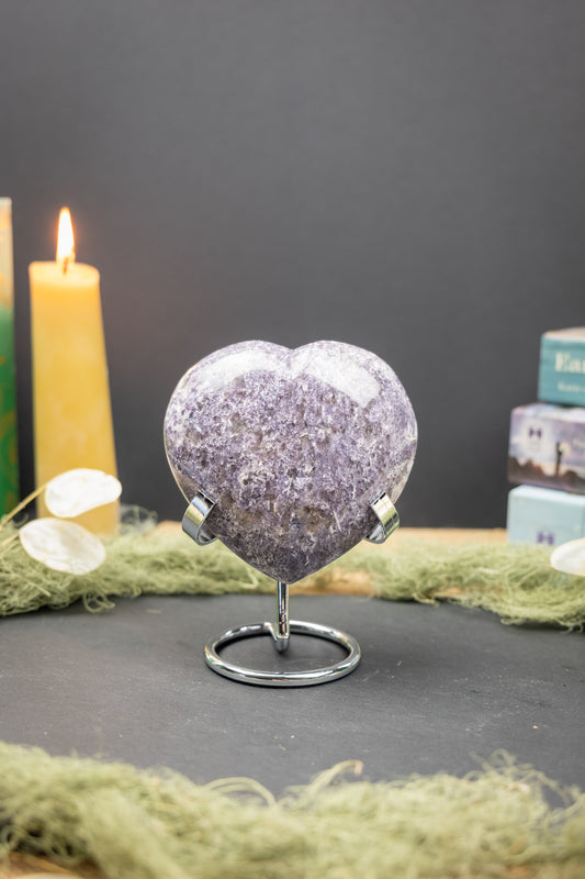 Lepidolite Heart on Stand