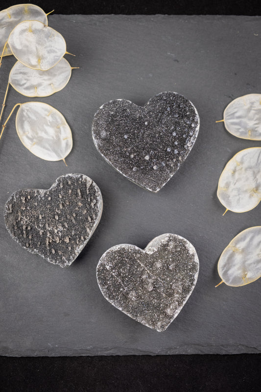 Black Drusy Amethyst Heart
