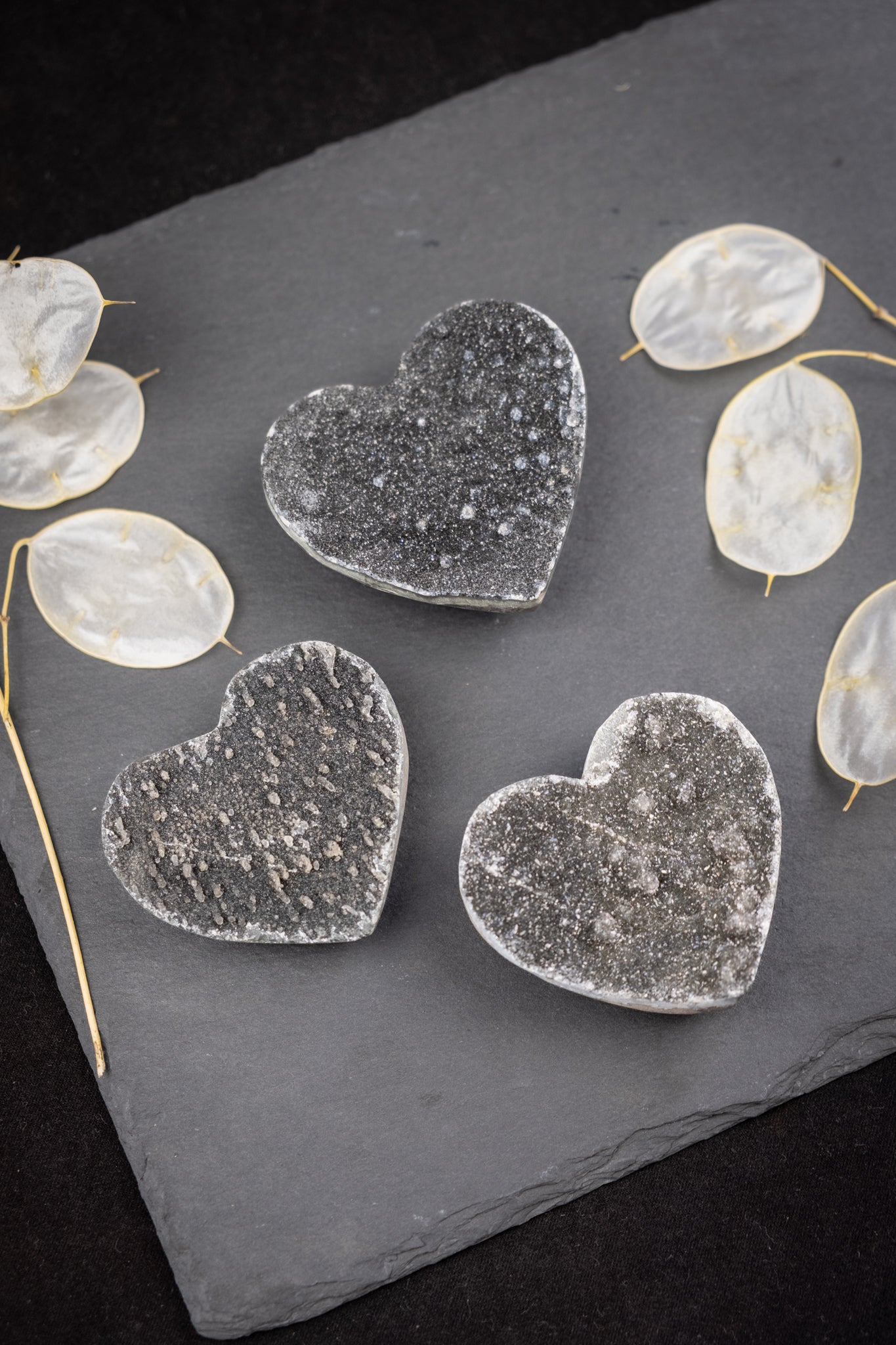 Black Drusy Amethyst Heart