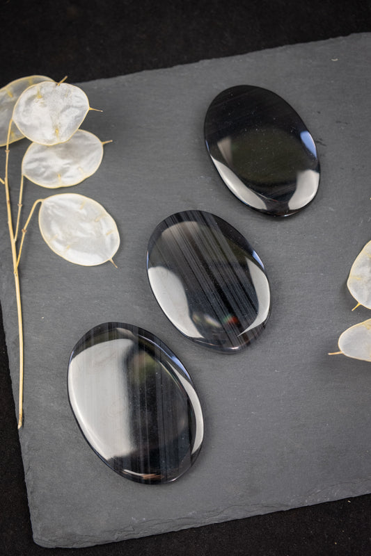 Ice Obsidian Palm Stone