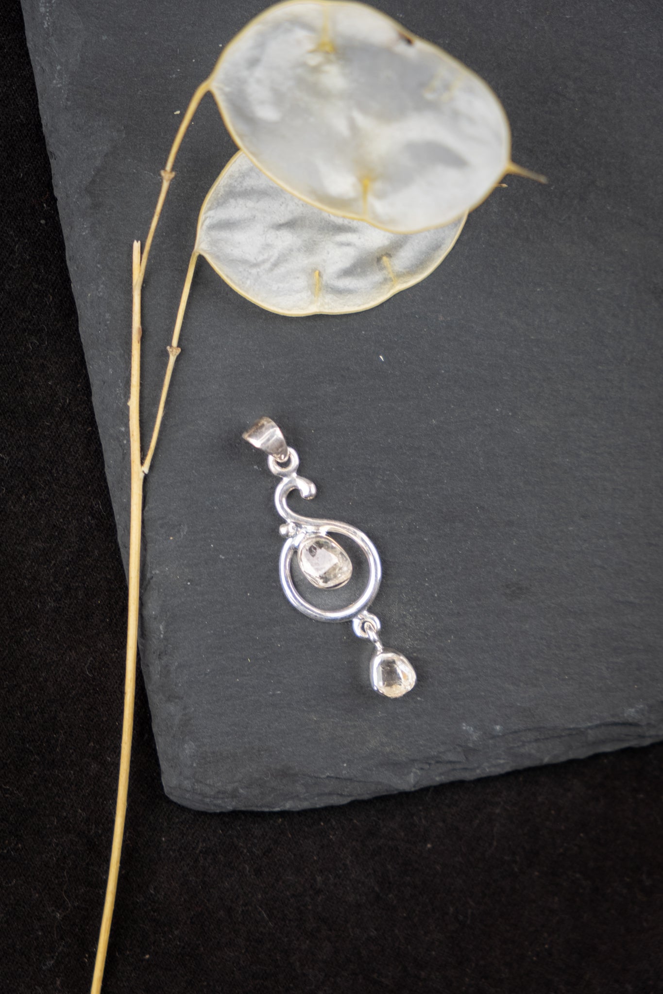 Herkimer Diamond Double Pendant