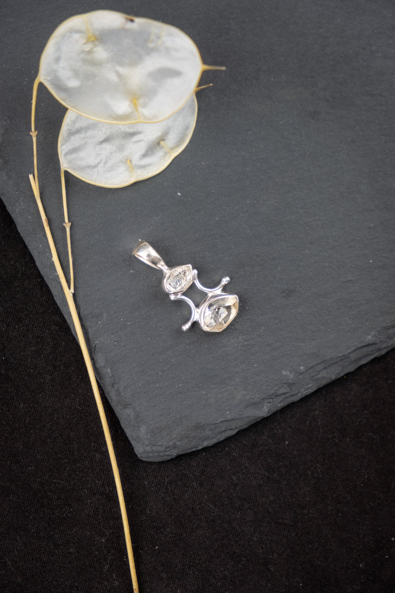 Herkimer Diamond Double Pendant