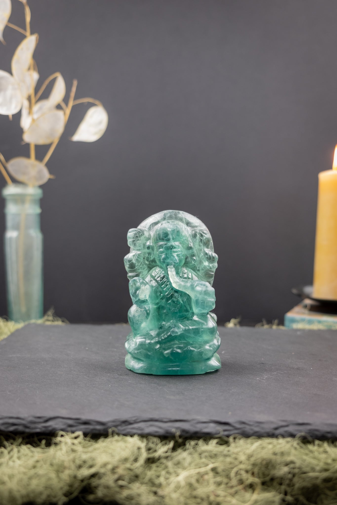 Green Fluorite Ganesh Carving