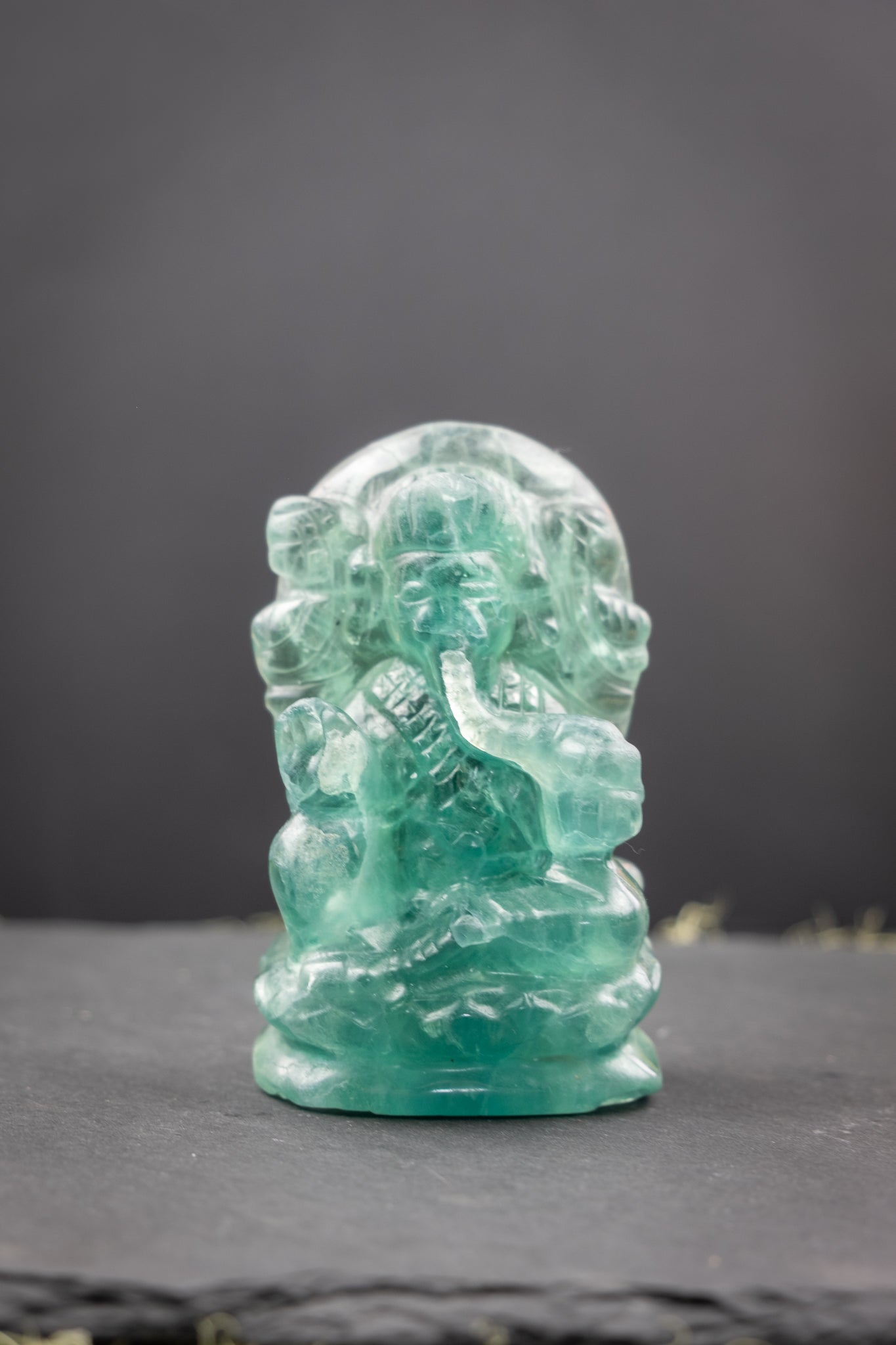 Green Fluorite Ganesh Carving