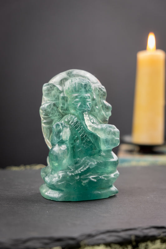 Green Fluorite Ganesh Carving