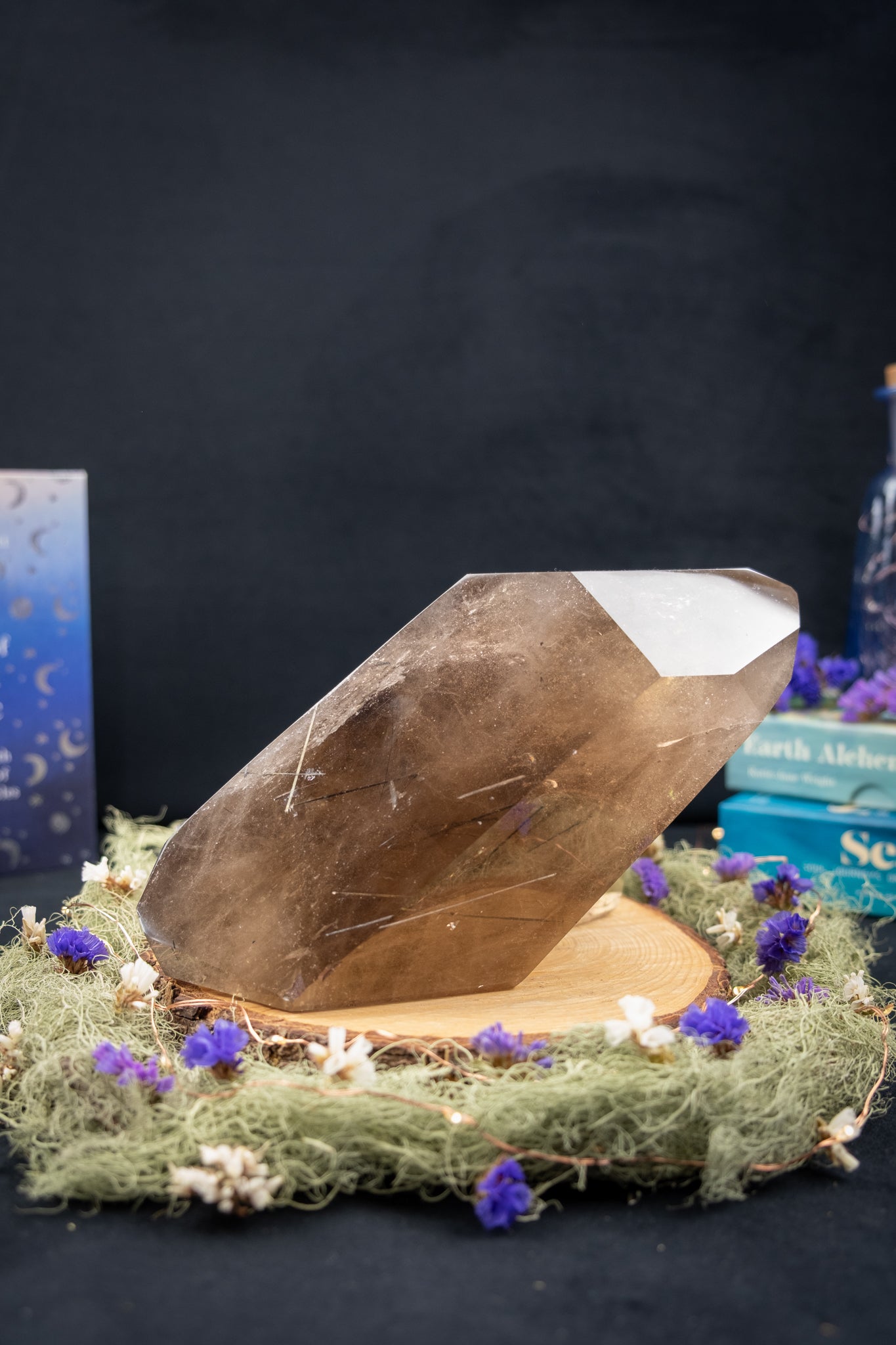 Smokey Quartz Cluster Formation with Tourmaline Inclusions