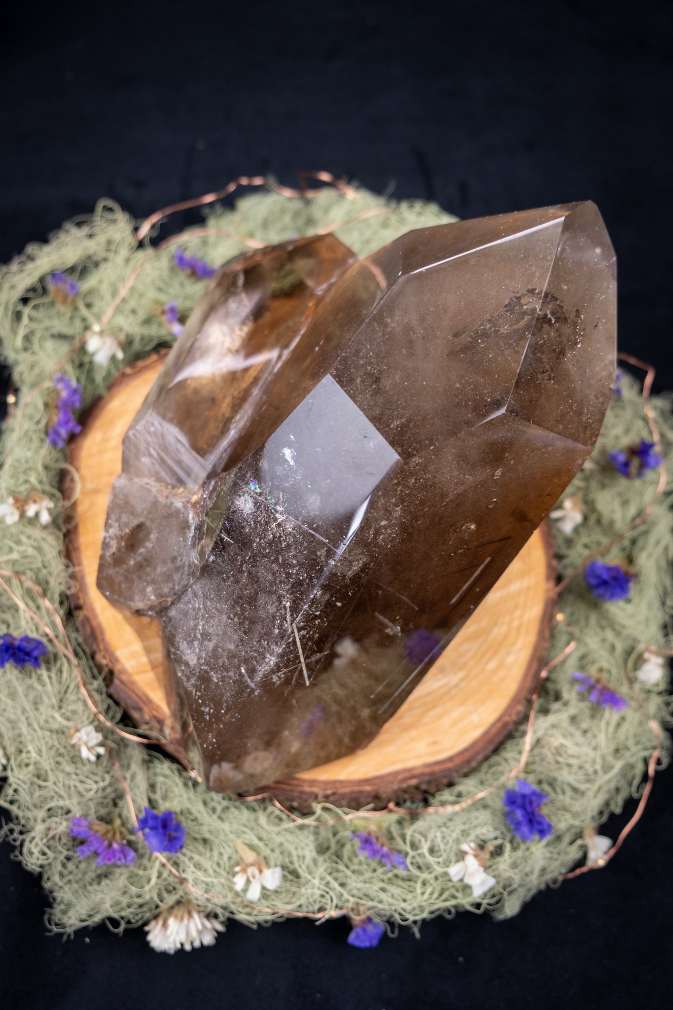 Smokey Quartz Cluster Formation with Tourmaline Inclusions