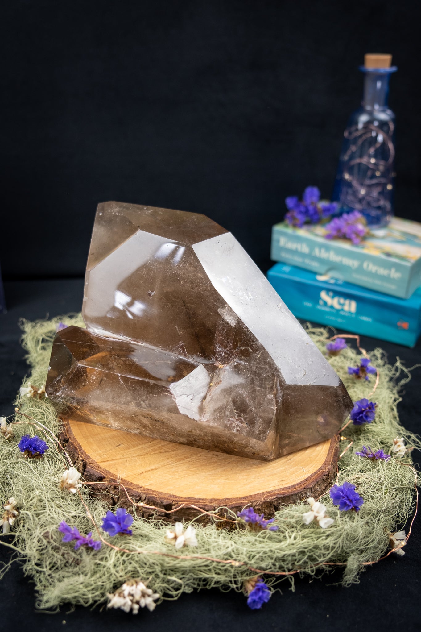 Smokey Quartz Cluster Formation with Tourmaline Inclusions