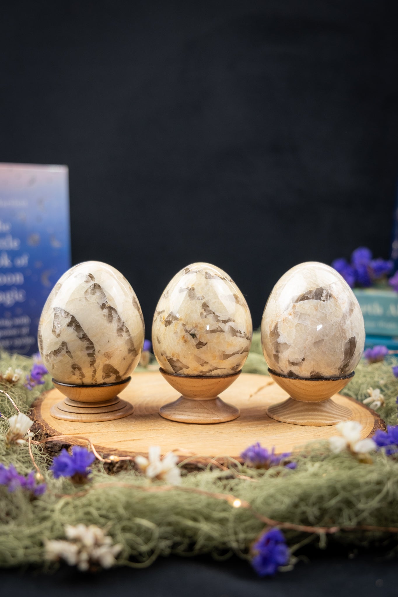 Moonstone and Smokey Quartz Egg