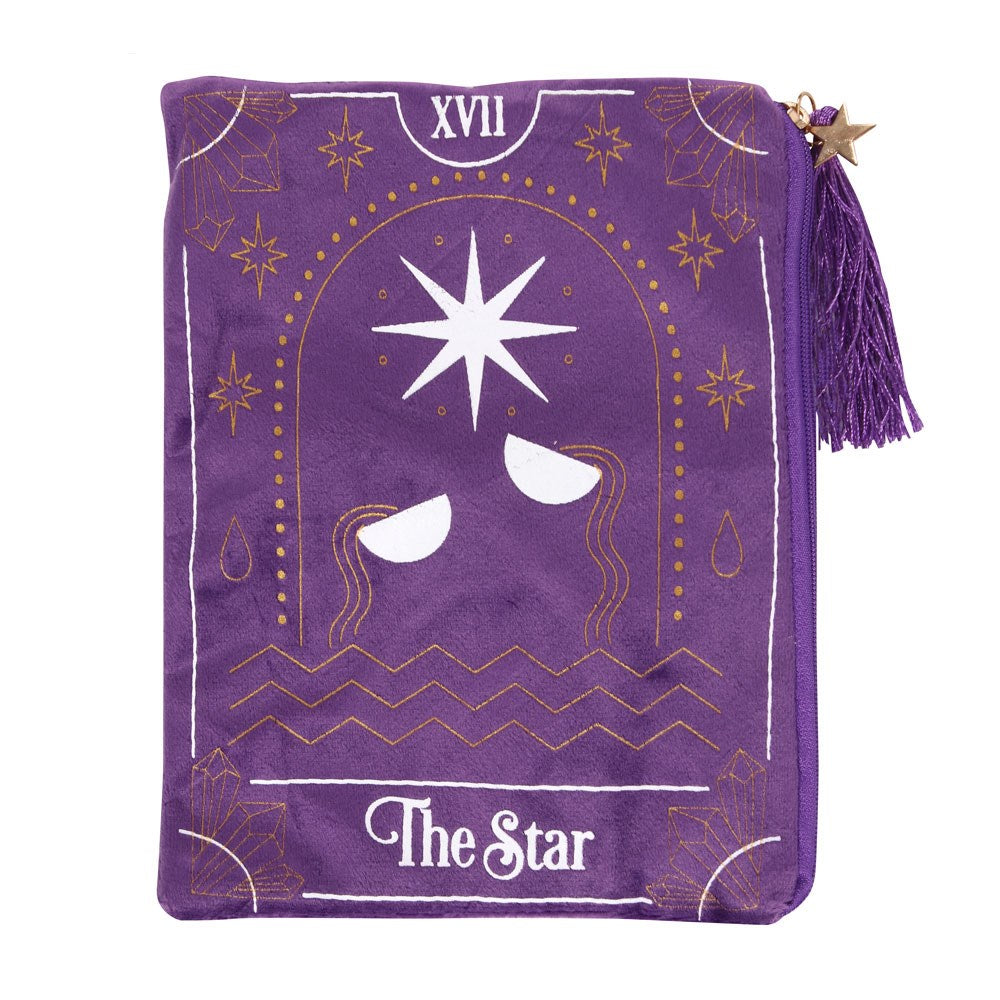 Velvet Zipped Tarot Pouch, Tarot Star Card Design,The perfect travel bag for your crystals, oracle cards and personal items.