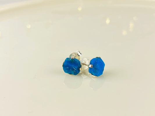 Peruvian Blue Opal Sterling Silver Stud Earrings