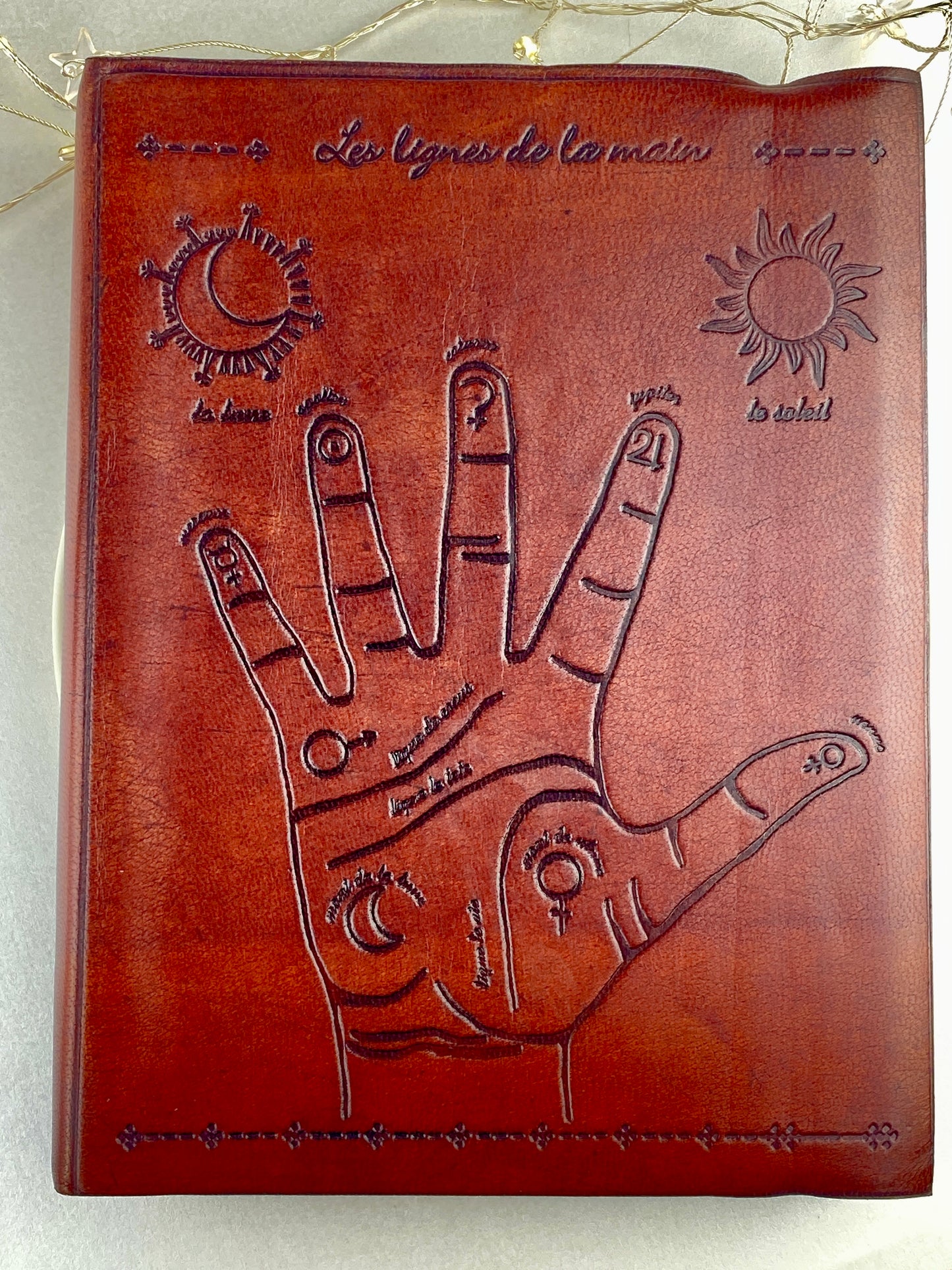 Leather journal with Palmistry design