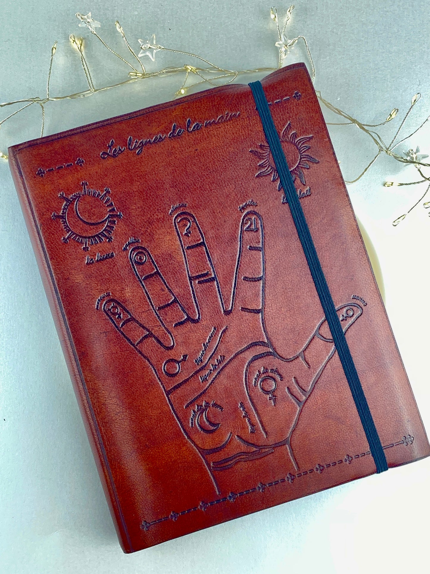 Leather journal with Palmistry design