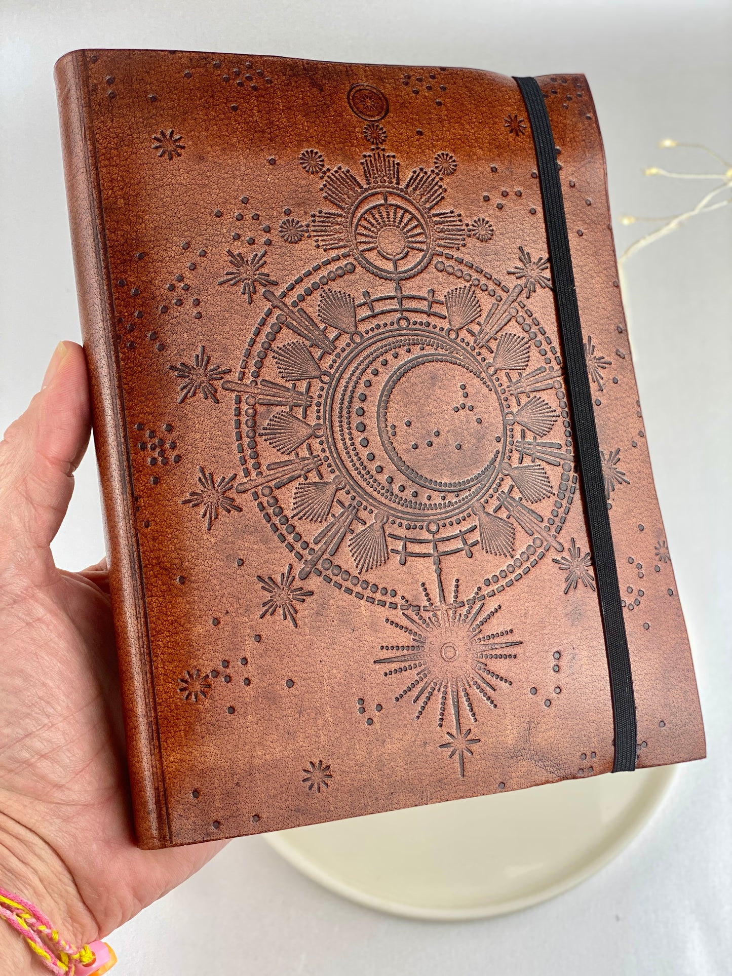 Leather Moon handmade journal, Vegetable Tanned