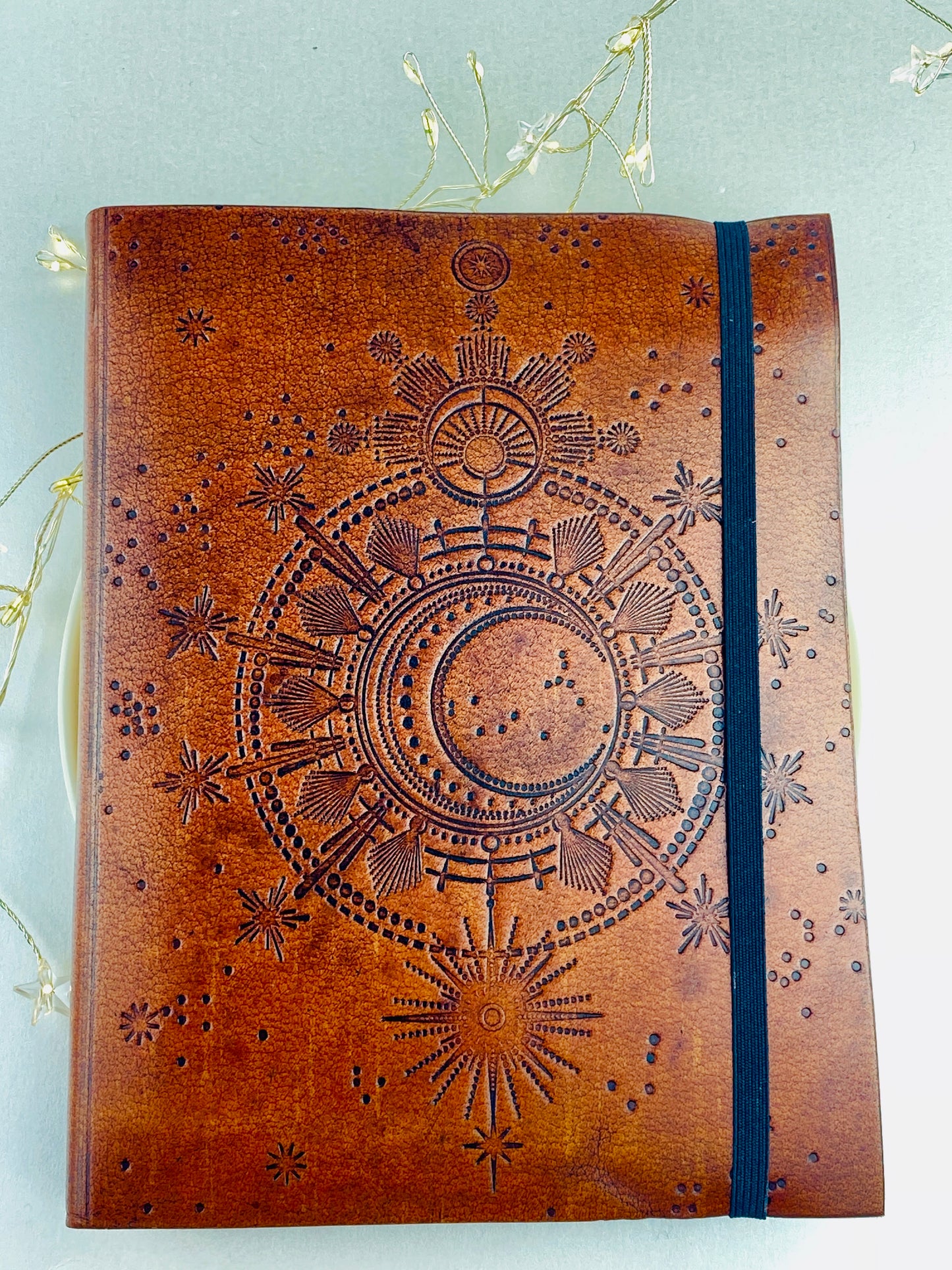 Leather Moon handmade journal, Vegetable Tanned
