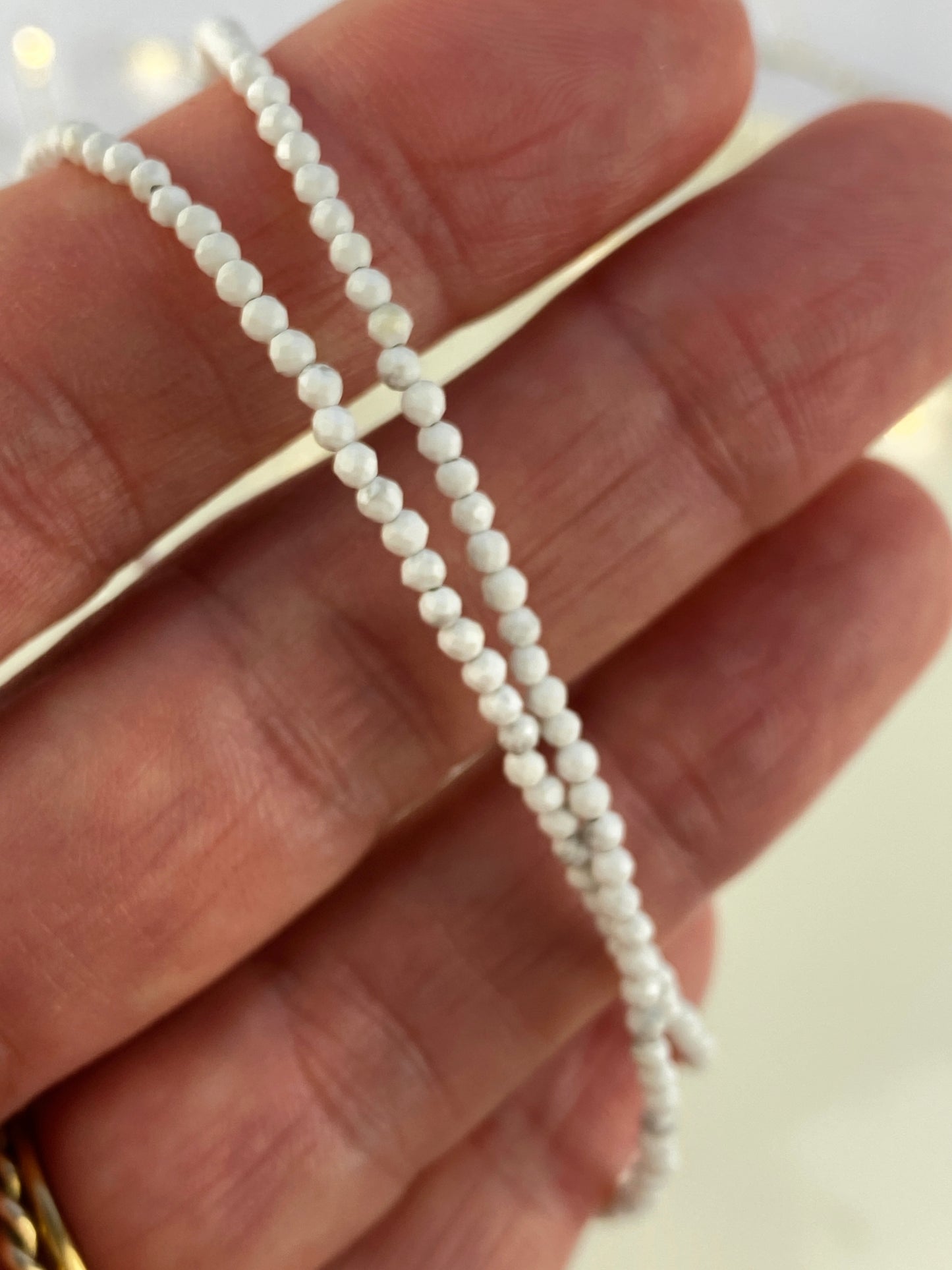 Howlite Crystal Necklace, Mini bead necklace, 2-3mm bead