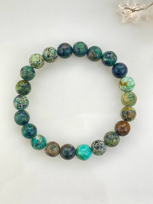 African Turquoise Crystal Bracelet, 7.5mm bead, Jasper bracelet, Crystal for good luck and prosperity, Healing crystal.