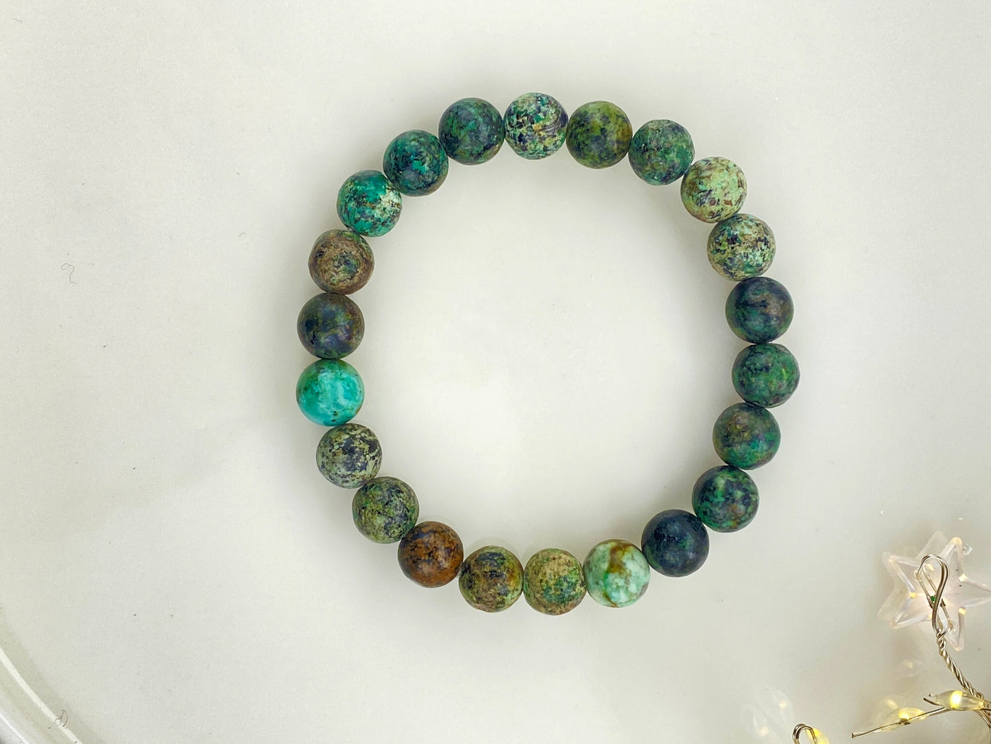 African Turquoise Crystal Bracelet, 7.5mm bead, Jasper bracelet, Crystal for good luck and prosperity, Healing crystal.