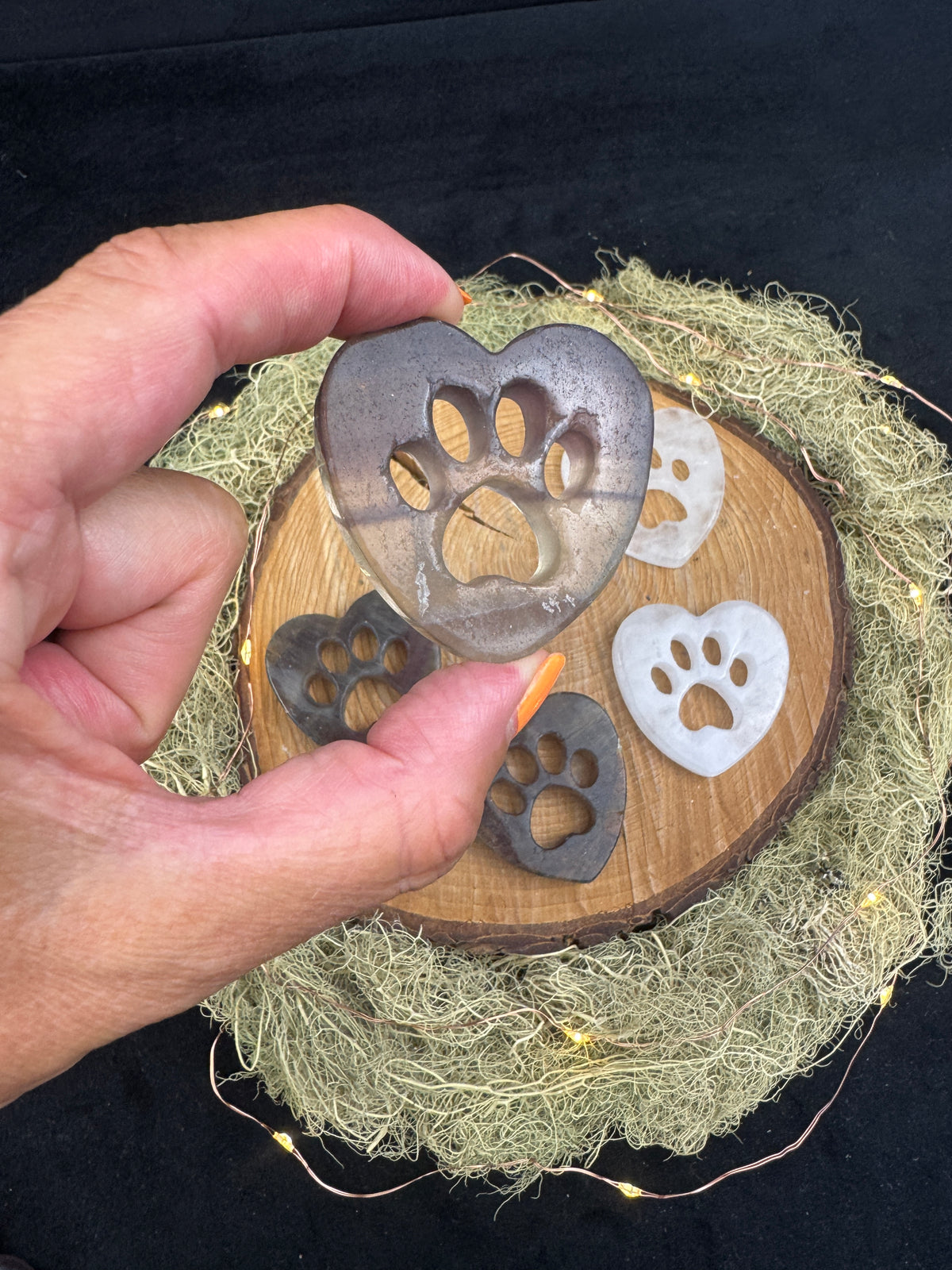Crystal Paw Print Heart