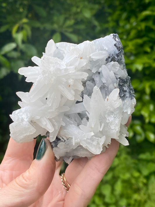 Milky Quartz starburst crystal with Sphalerite and Galena, Rare crystal.