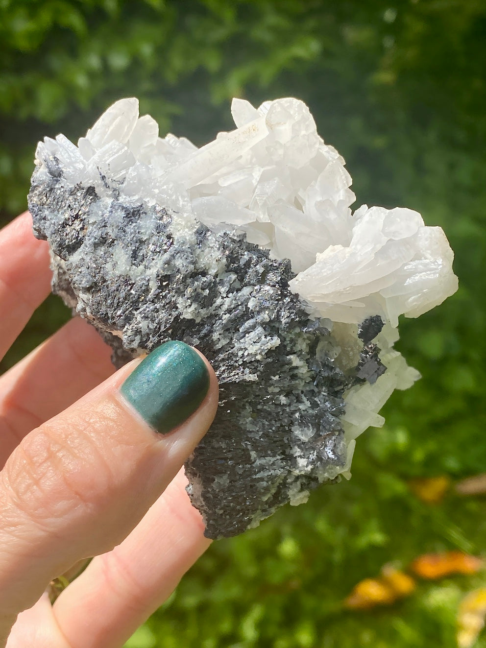 Milky Quartz starburst crystal with Sphalerite and Galena, Rare crystal.