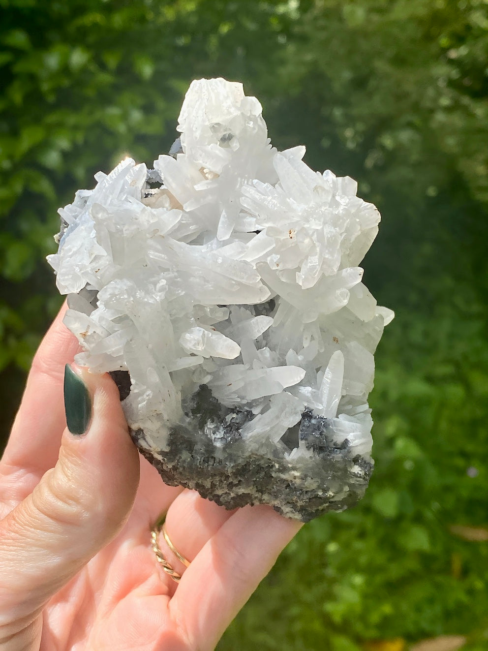 Milky Quartz starburst crystal with Sphalerite and Galena, Rare crystal.