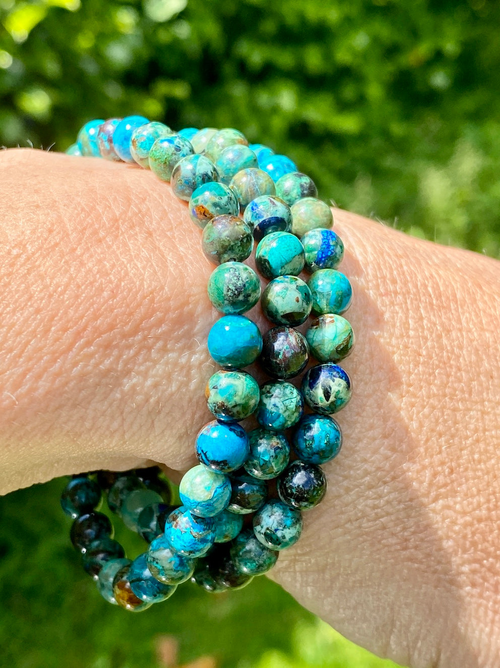 Chrysocolla crystal bracelet, Peaceful stone.