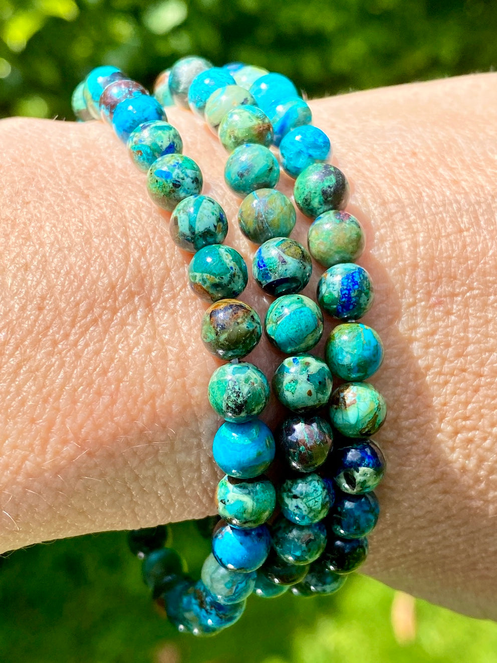 Chrysocolla crystal bracelet, Peaceful stone.