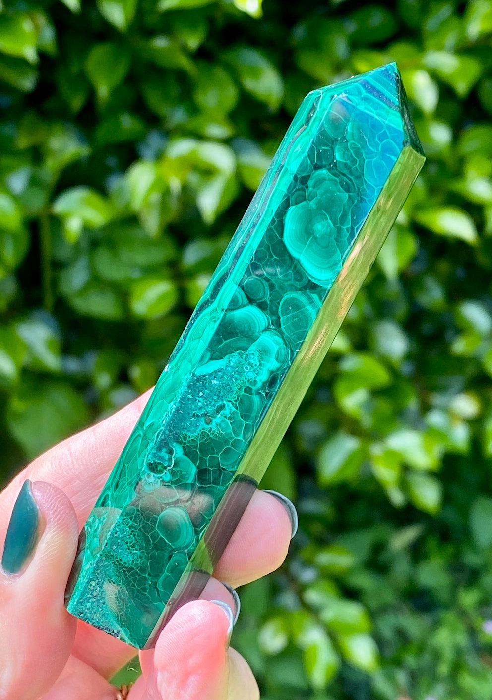 Malachite Crystal Point, Genuine crystal, ethically sourced from small, family mine in the Congo.