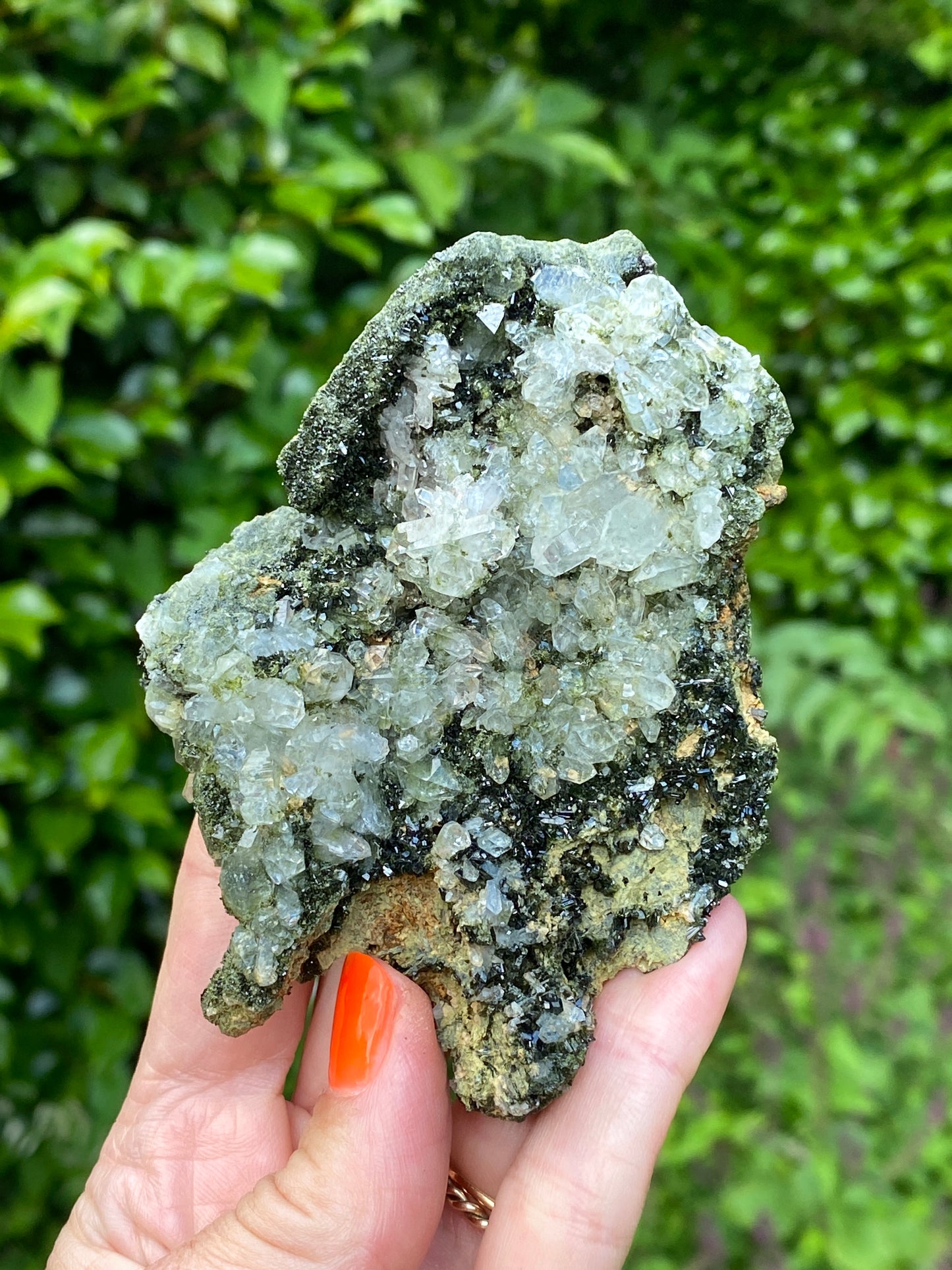 Forest Epidote Quartz Crystal, Rare Crystal.