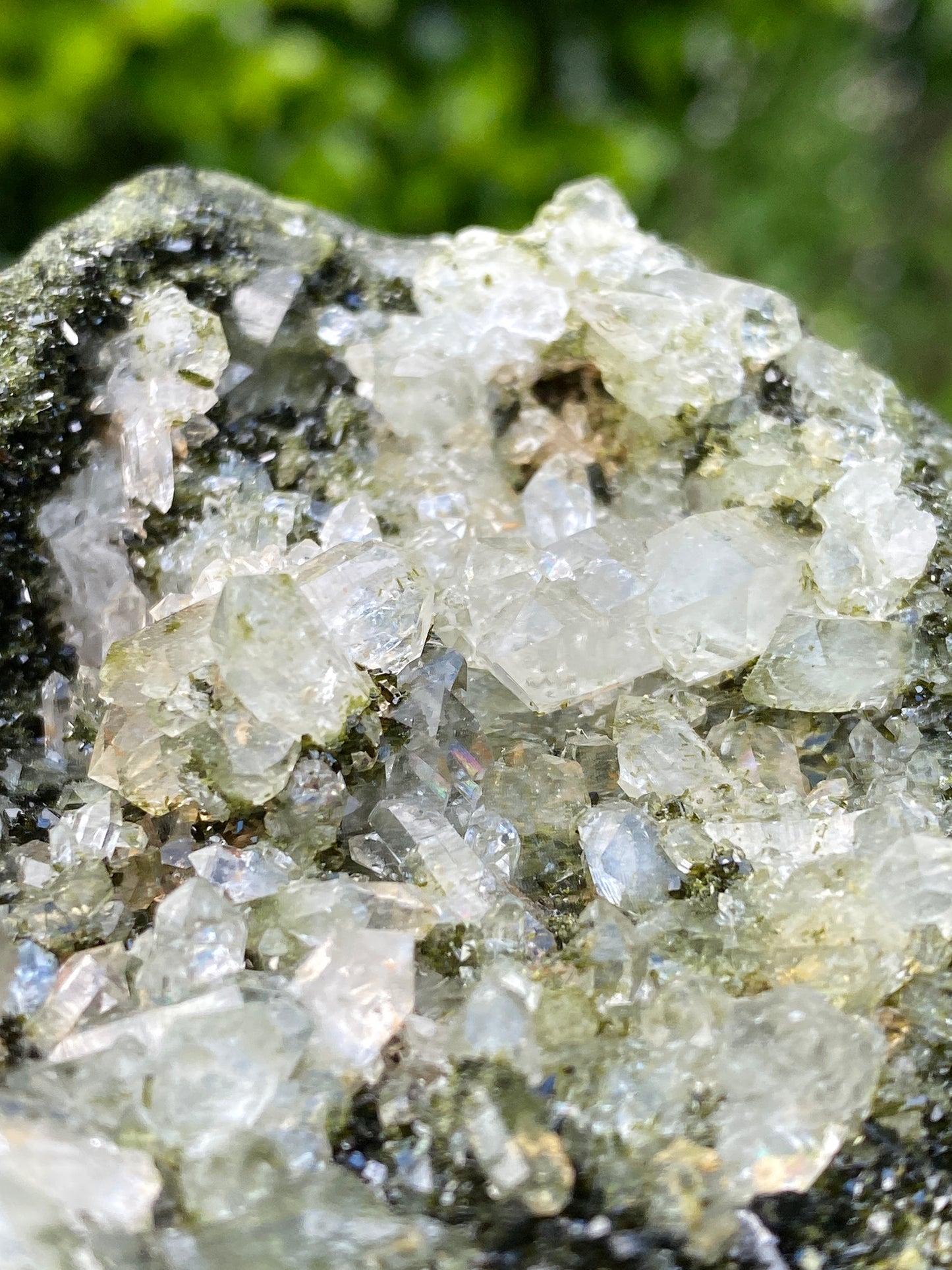 Forest Epidote Quartz Crystal, Rare Crystal.