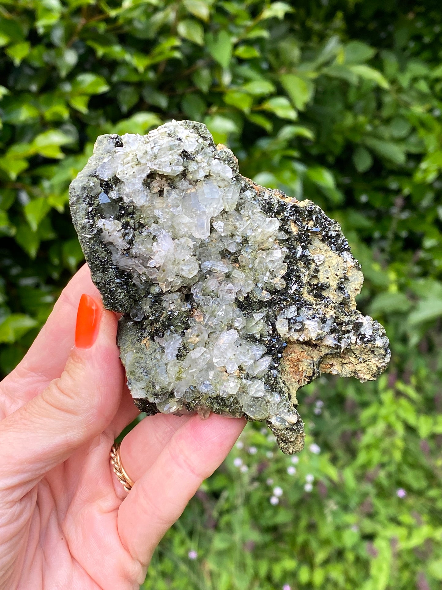 Forest Epidote Quartz Crystal, Rare Crystal.