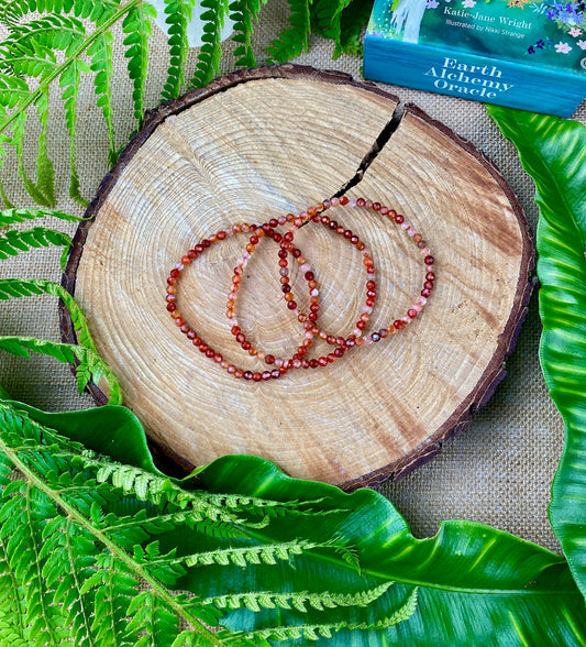 Carnelian crystal bracelet, Faceted beads, Boho style, Crystal for passion, love, creativity,  Root and Sacral chakra crystal.