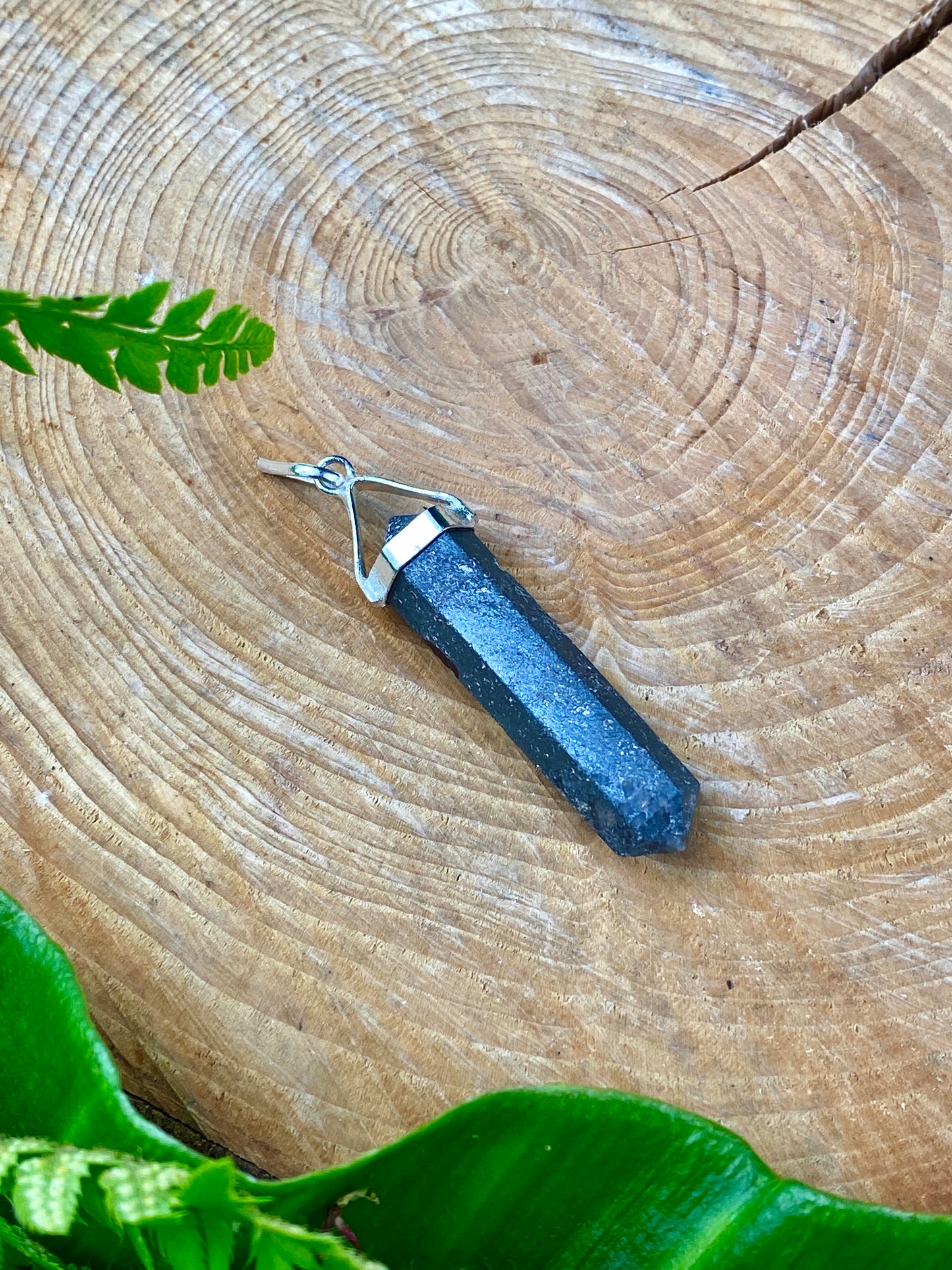 Hematite Crystal pendant, Grounding and balancing stone, Courage and willpower crystal.