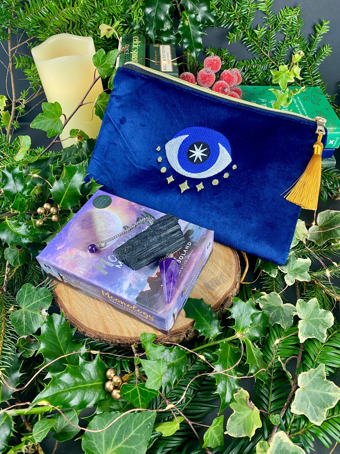 All Seeing Eye Velvet Bag, The perfect travel bag for your crystals, oracle cards and personal items, Evil eye bag, Protection symbol.