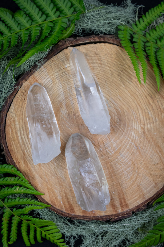 High Clarity Lemurian Quartz Natural Point, Crystal Stone for Manifestation and Intuition, Ethically Sourced Brazil