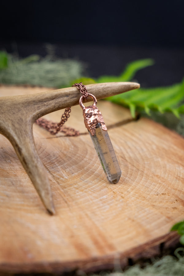 Smokey Quartz and Copper Pendant, Electroformed Crystal Necklace, Smoky Quartz Protection Gemstone Jewellery, Grounding Stone Necklace