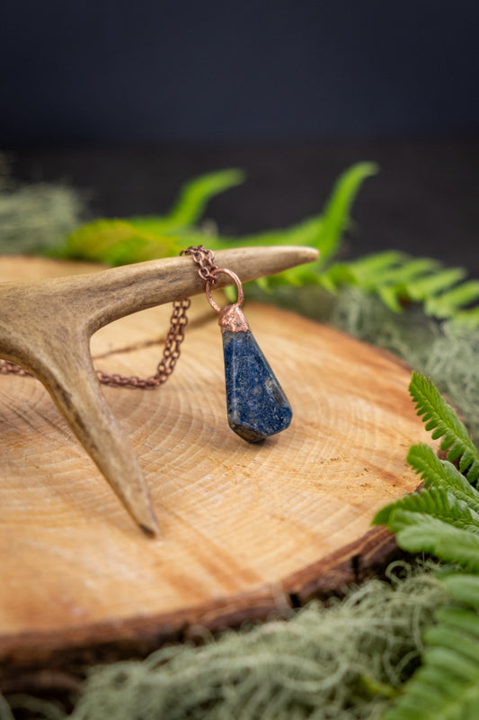 Lapis Lazuli Copper Pendant One of a Kind Crystal Necklace for Wisdom Inner Truth Third Eye Stone Spiritual Gift.